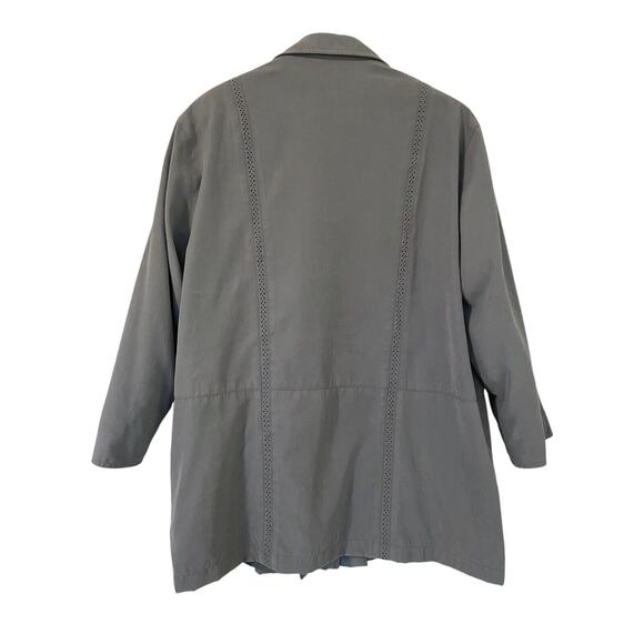 Appleseed's Jacket Size 14 Petite Gray/Green Lined Warm Cut Out Lace Pockets - Picture 2 of 9